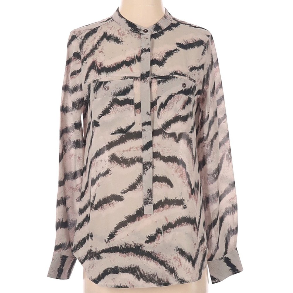 SANCTUARY Button Down Animal Print Top